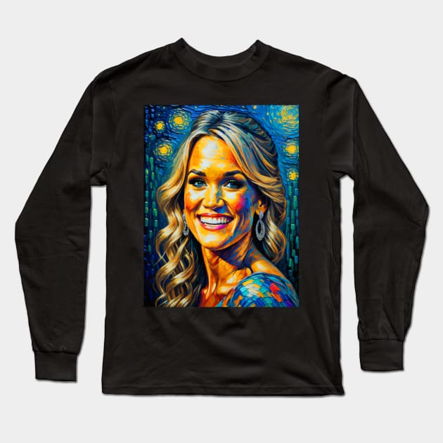 Carrie Underwood in starry night Long Sleeve T-Shirt by FUN GOGH